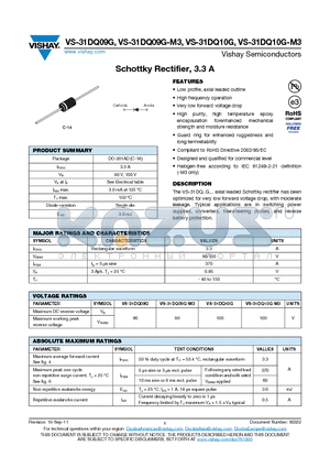 31DQ09G_12 datasheet - Schottky Rectifier, 3.3 A