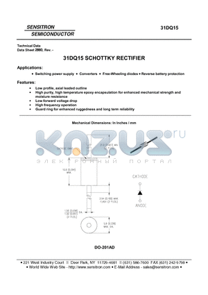 31DQ15 datasheet - SCHOTTKY RECTIFIER