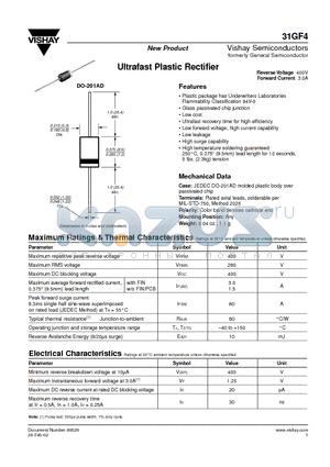 31GF4 datasheet - Ultrafast Plastic Rectifier