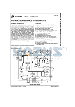 COP404CN datasheet - COP404C ROMless CMOS Microcontrollers