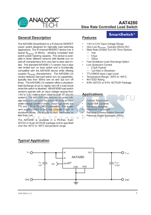 AAT4280 datasheet - Slew Rate Controlled Load Switch