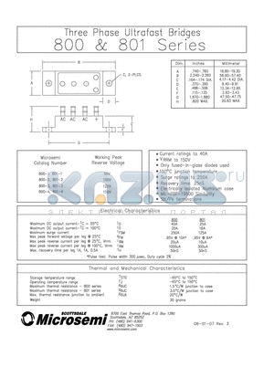 800-1 datasheet - Three Phase Ultrafast Bridges