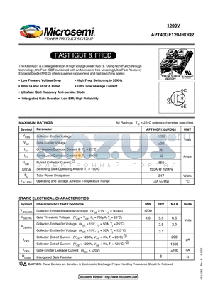 APT40GF120JRDQ2 datasheet - FAST IGBT & FRED