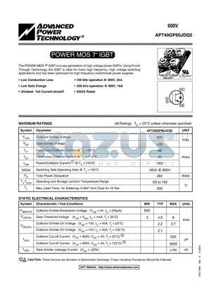 APT40GP60JDQ2 datasheet - POWER MOS 7 IGBT