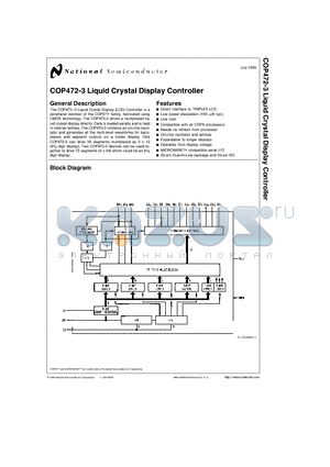 COP472-3 datasheet - COP472-3 Liquid Crystal Display Controller