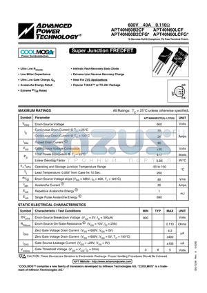 APT40N60B2CF datasheet - Super Junction FREDFET