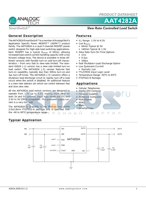 AAT4282A datasheet - Slew Rate Controlled Load Switch