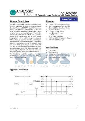 AAT4290 datasheet - I/O Expander Load Switches with Serial Control