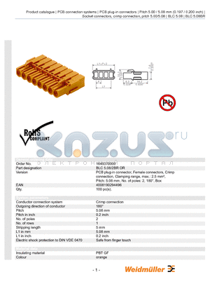 1649370000 datasheet - BLC 5.08/2BR OR