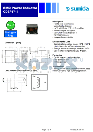 CDEP1711 datasheet - SMD Power Inductor