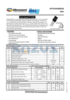 APT43GA90BD30 datasheet - High Speed PT IGBT