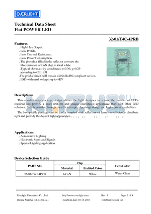 32-01-T4C-4PRB datasheet - Flat POWER LED