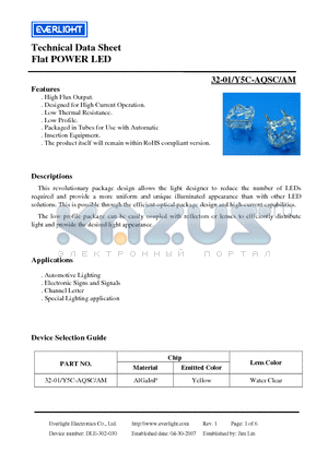 32-01/Y5C-AQSC/AM datasheet - Flat POWER LED