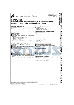 COP8-PGMA-DS datasheet - 8-Bit One-Time Programmable (OTP) Microcontroller with UART and Three Multi-Function Timers