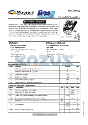 APT47F60J datasheet - N-Channel FREDFET