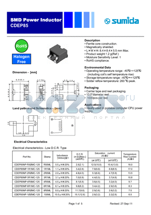 CDEP85_11 datasheet - Ferrite core construction.