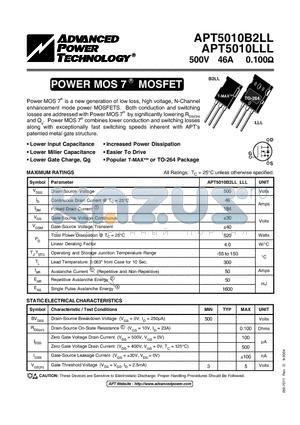 APT5010B2LL_04 datasheet - POWER MOS 7 MOSFET