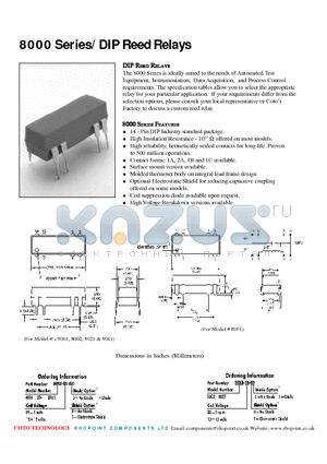 8002 datasheet - DIP Reed Relays