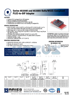 32-652000-11-RC datasheet - RoHs/WEEE-Compliant PLCC-to-DIP Adapter