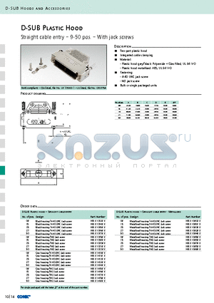 165X10179X datasheet - D-SUB Plastic Hood