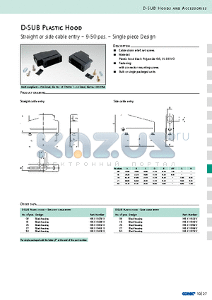 165X10399X datasheet - D-SUB Plastic Hood