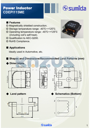 CDEPI115MENP-1R6PC datasheet - Power Inductor