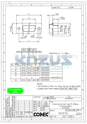 165X13159X-S datasheet - COVERED SCREEN CAP 9-50 POS