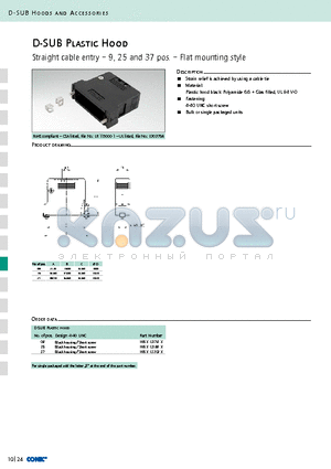 165X13209X datasheet - D-SUB Plastic Hood