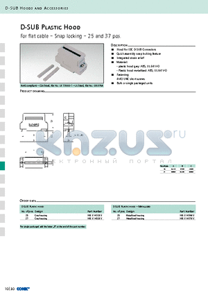 165X14079X datasheet - D-SUB Plastic Hood