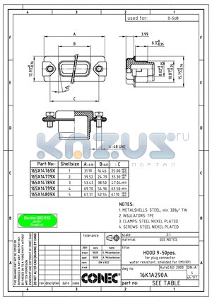 165X14769X datasheet - HOOD 9-50 POS