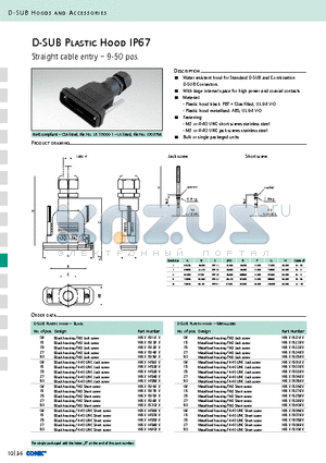 165X14829X datasheet - D-SUB Plastic Hood IP67