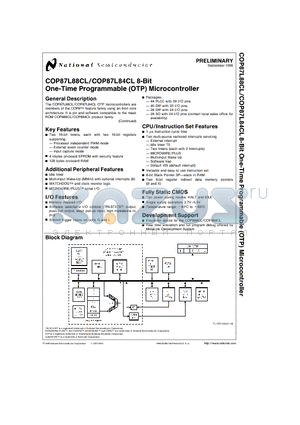 COP87L84CLM-XE datasheet - 8-Bit One-Time Programmable OTP Microcontroller
