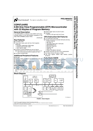 COP87L84RG datasheet - 8-Bit One-Time Programmable (OTP) Microcontroller with 32 Kbytes of Program Memory