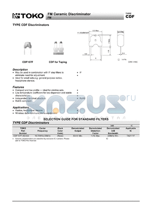 CDF107F-A0-022 datasheet - FM Ceramic Discriminator