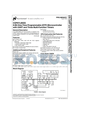 COP87L88GG datasheet - 8-Bit One-Time Programmable OTP Microcontroller with UART and Three Multi-Function Timers