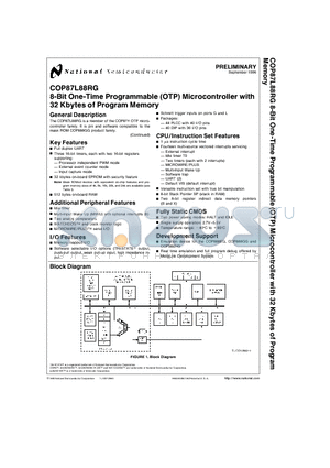 COP87L88GG datasheet - 8-Bit One-Time Programmable (OTP) Microcontroller with 32 Kbytes of Program Memory