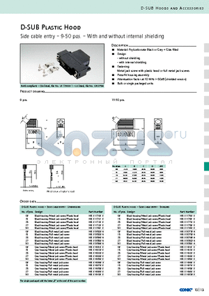 165X16019X datasheet - D-SUB Plastic Hood