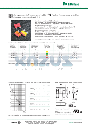 166.6885.5201 datasheet - FK3-Fuse links for rated voltage up to 80 V