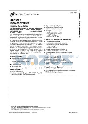 COP880C datasheet - Microcontrollers