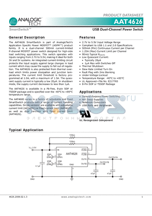 AAT4626IHS-T1 datasheet - USB Dual-Channel Power Switch