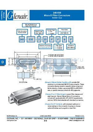 240-030-1-21SP datasheet - Micro-D Filter Connectors