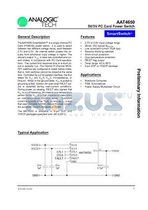 AAT4650 datasheet - 5V/3V PC Card Power Switch