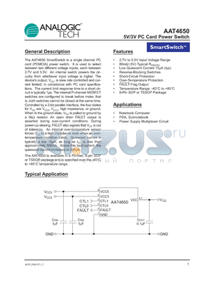 AAT4650 datasheet - 5V/3V PC Card Power Switch