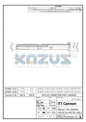 167000-1412 datasheet - CONTACT PIN, CRIMPING FOR RG734/RG735 CABLE