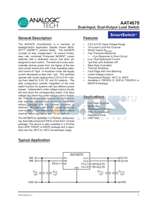 AAT4670IHS-T1 datasheet - Dual-Input, Dual-Output Load Switch
