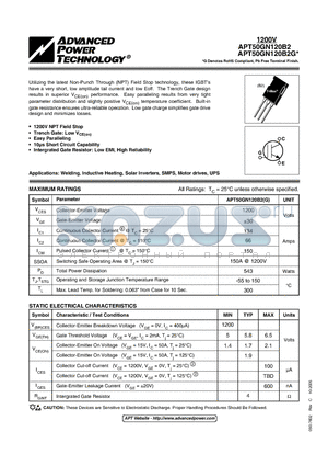 APT50GN120B2 datasheet - IGBT