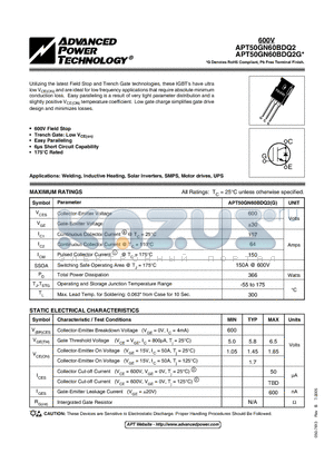 APT50GN60BDQ2 datasheet - IGBT