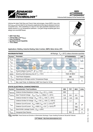 APT50GN60B datasheet - IGBT