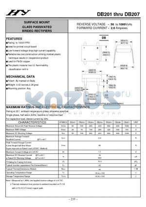 DB206 datasheet - SURFACE MOUNT GLASS PASSIVATED BRIDEG RECTIFIERS