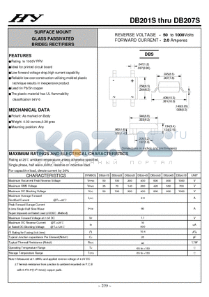 DB206S datasheet - SURFACE MOUNT GLASS PASSIVATED BRIDEG RECTIFIERS